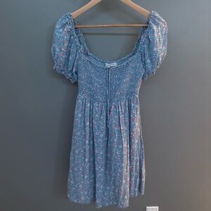 Aeropostale Light Blue Floral Smocked Top with Pink Accents